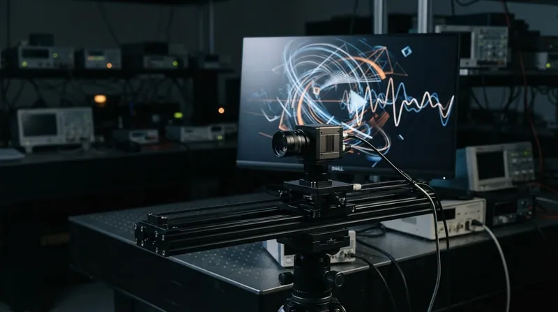 Illustration: Reviewers use pursuit cameras mounted on motorized rails to accurately capture motion artifacts exactly as the human eye perceives them.