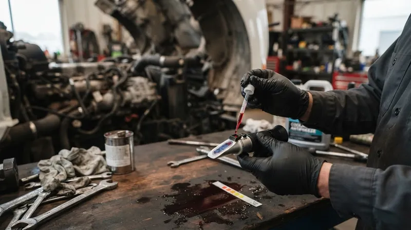 Illustration: Maintenance teams regularly test heavy-duty coolant to ensure the chemical additives have not depleted.