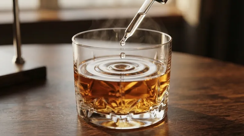 Illustration: A few drops of water are enough to trigger the breakdown of ethanol clusters in a standard pour.