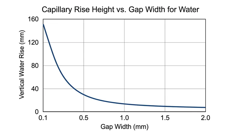 Narrower gaps generate stronger adhesive forces, allowing water to climb higher against gravity.