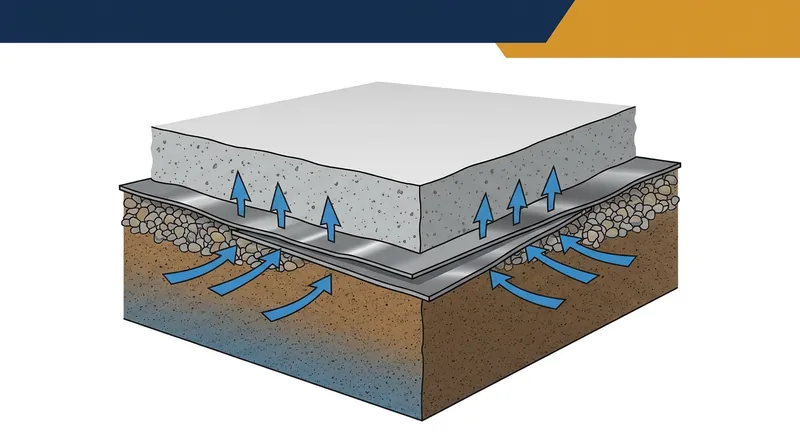 How the weight of a concrete slab compresses unsealed membrane seams to create a capillary pump.