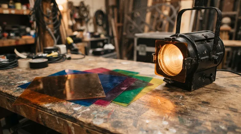 Illustration: Early acetate gels often warped or melted under the intense heat of incandescent stage fixtures.