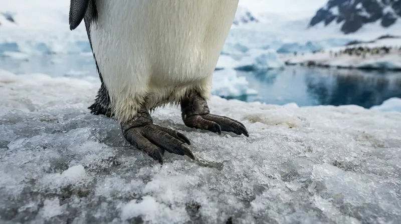 Illustration: A seabird's feet are maintained at near-freezing temperatures to prevent heat loss and ice adhesion.