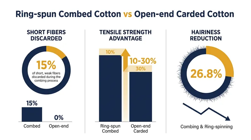 The mechanical advantages of combed and ring-spun cotton over standard open-end processing.