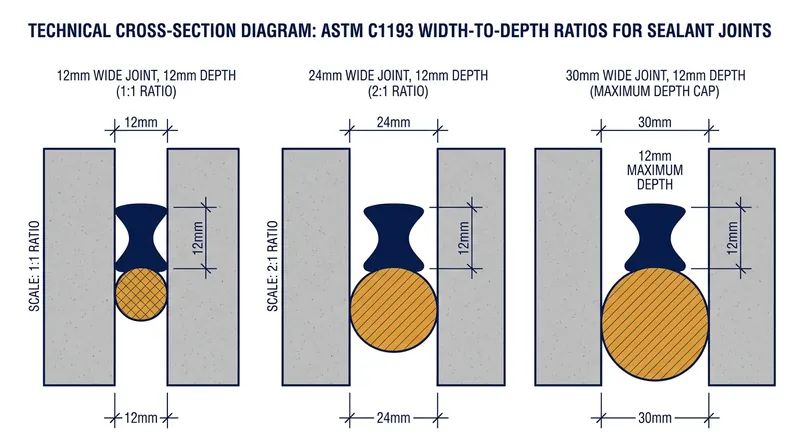 Industry standards dictate specific width-to-depth ratios to ensure the silicone bead remains flexible.