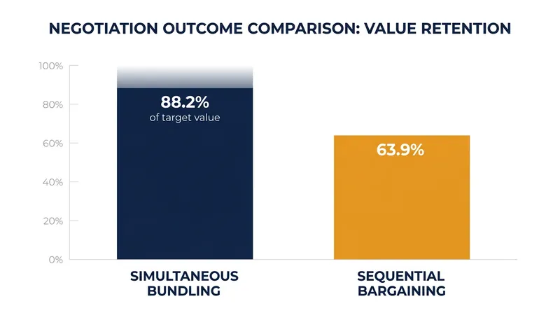 Candidates who negotiate simultaneously retain significantly more of their initial target value.