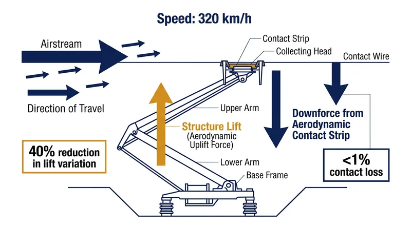 How aerodynamic shaping counteracts structural lift at high speeds.