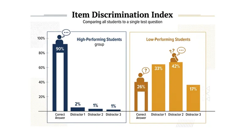 Effective distractors separate high-performing students from those with partial knowledge.