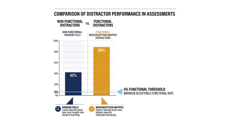 Misconception-mapped distractors dramatically increase the functional efficiency of assessment items.