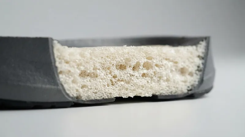 Illustration: Supercritical foaming processes inject pressurized gas into the polymer, creating a uniform microcellular structure that resists permanent compression.