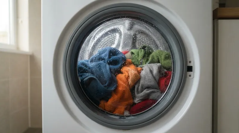 Illustration: Washing full loads restricts tumbling space, minimizing the friction that tears fibers away from the fabric.