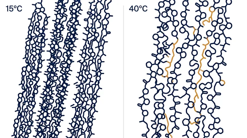 Heat causes the molecular chains in plastic polymers to swell, making the yarn brittle and susceptible to friction.