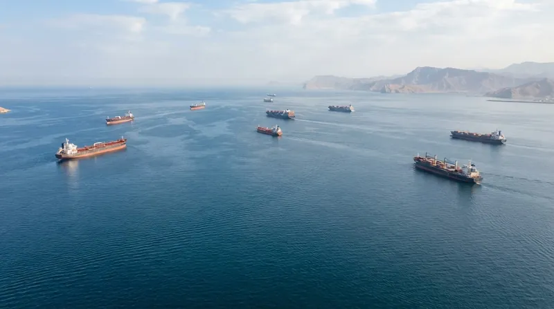 Illustration: Regional salvage tugs and emergency response vessels mobilize to contain fires aboard the stricken commercial ships.