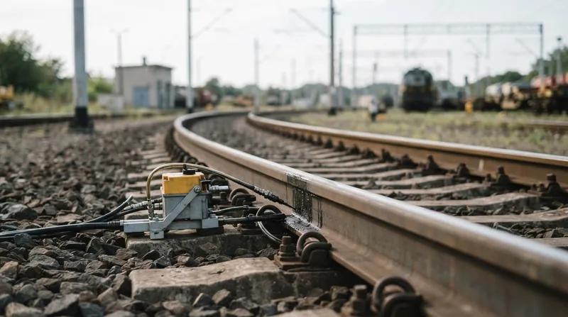 Illustration: Automated applicators dispense precise amounts of friction modifiers exactly where trains enter sharp curves.