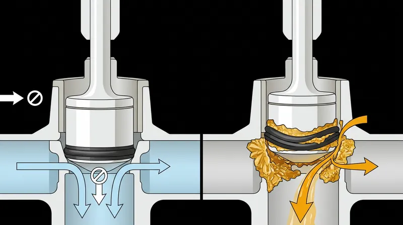 Mineral scale on the poppet valve is the primary cause of nuisance leaks during normal operation.