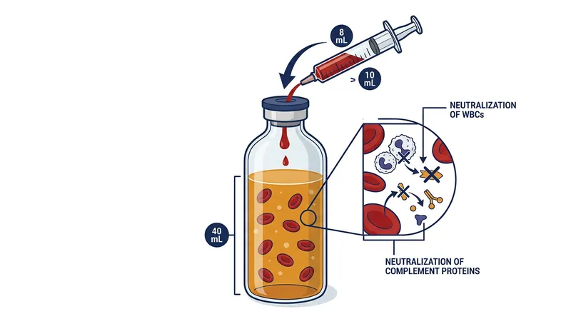 The broth dilutes the blood's natural immune defenses, preventing them from killing the bacteria before they can be detected.