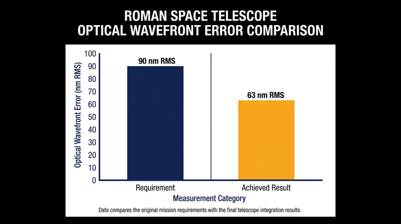 The Wide Field Instrument's optical error is 30 percent lower than the mission's baseline requirement.