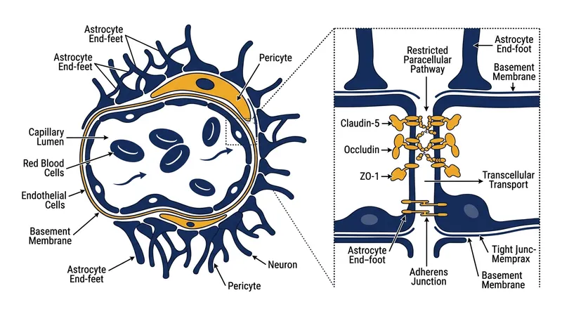 Under resting conditions, tight junction proteins create an impermeable seal between the endothelial cells of the cerebral microvasculature.