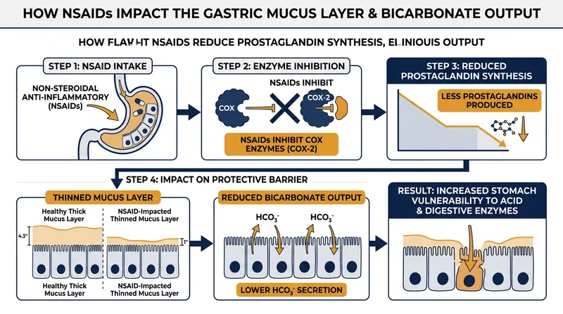 Nonsteroidal anti-inflammatory drugs inhibit the chemical signals required to maintain the stomach's protective barrier.