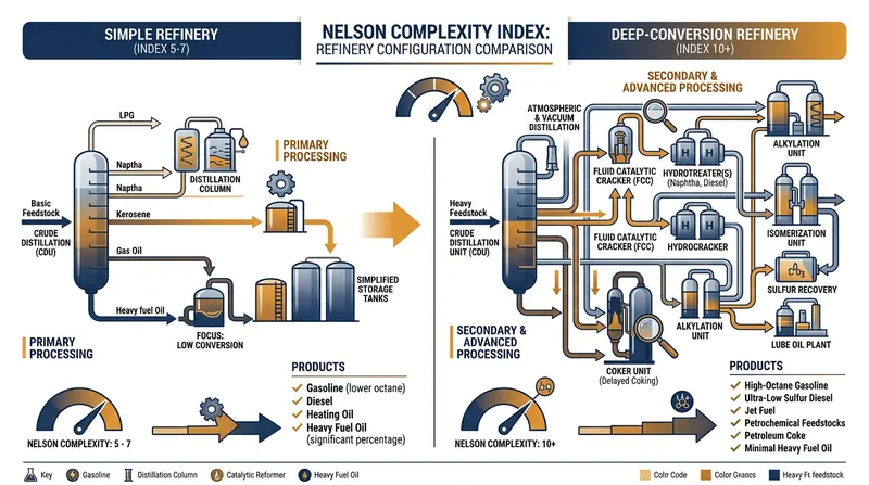 Processing heavy sour crude requires a refinery with a significantly higher complexity index.