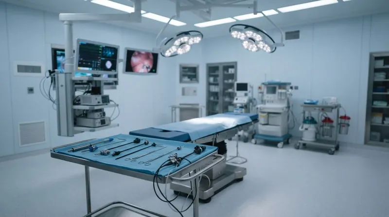 Illustration: While minimally invasive laparoscopic techniques have become the surgical standard, the strict 14-day receptor blockade remains a mandatory prerequisite.