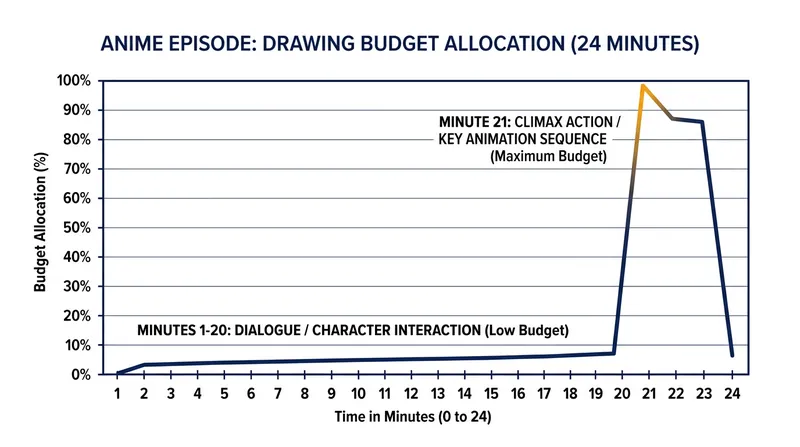 Directors hoard their drawing budget during dialogue scenes to fund explosive action sequences.