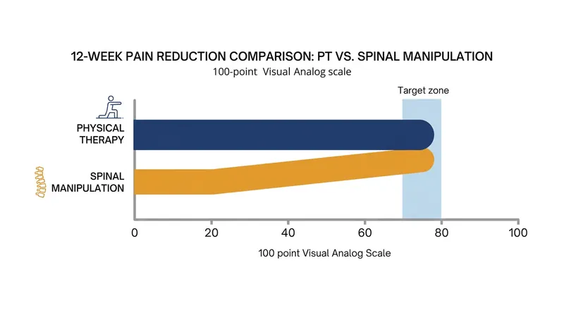 Both interventions reliably yield a 15-to-20-point reduction in chronic pain on a standard 100-point scale.
