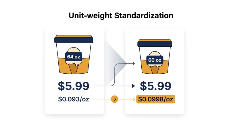 How the Bureau of Labor Statistics calculates effective price increases when package sizes shrink.
