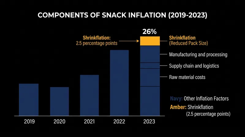 While highly visible, shrinkflation accounted for only a fraction of total snack inflation between 2019 and 2023.