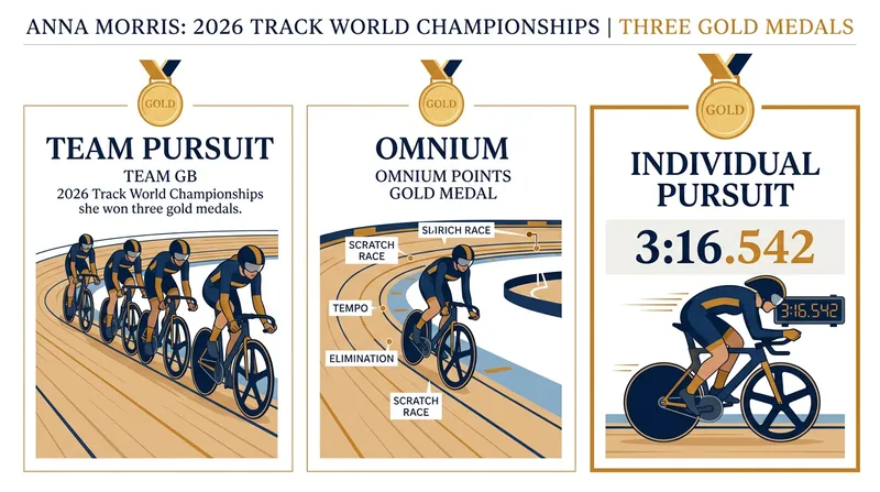 Morris completed an unprecedented endurance treble across three distinct track disciplines.