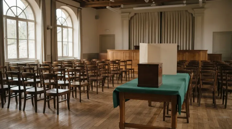 A large, empty modern corporate boardroom with neatly arranged chairs around a long table.