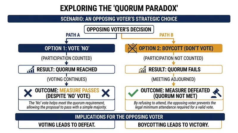 How the quorum paradox mathematically punishes opponents for participating in a vote.