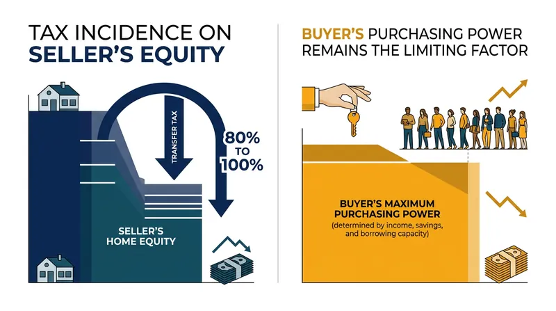Economic incidence reveals that sellers absorb nearly the entire cost of municipal transfer taxes.