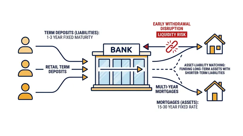 Banks rely on the predictable duration of term deposits to fund long-term commercial and consumer loans.