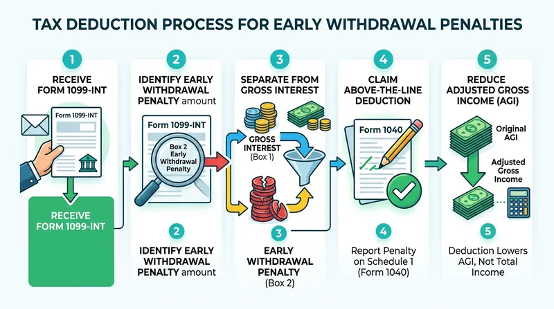 The IRS allows taxpayers to claim early withdrawal penalties as an above-the-line deduction, reducing adjusted gross income.