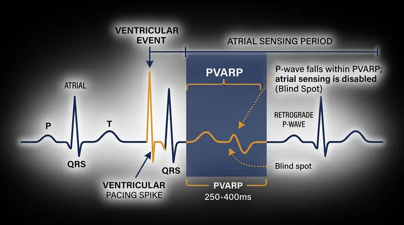 Extending the pacemaker's post-ventricular blind spot prevents it from seeing and tracking retrograde echoes.