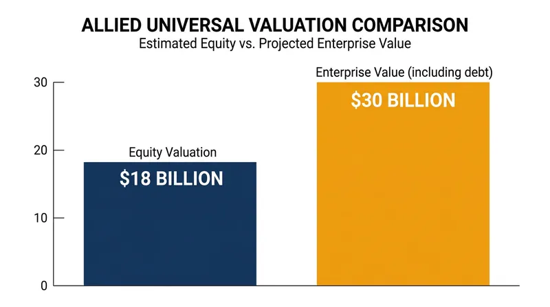 Allied Universal's heavy debt load pushes its total enterprise valuation significantly higher than the baseline equity purchase price.