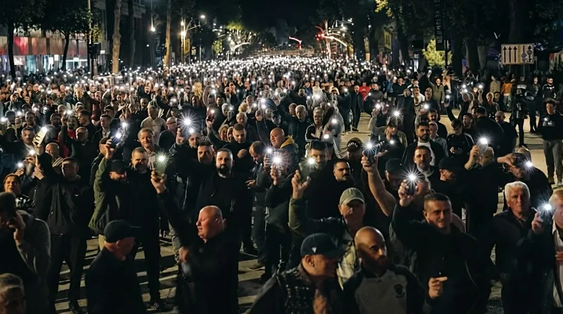 Demonstrators clash with riot police outside government buildings in Tirana as anti-government protests enter their fifth day.
