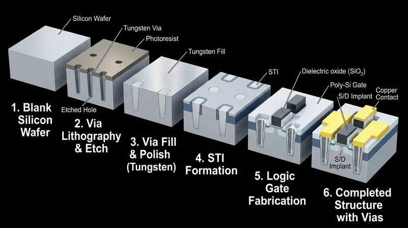 Inverting the fabrication sequence allows the silicon to endure high-heat metal deposition before the temperature-sensitive transistors are implanted.