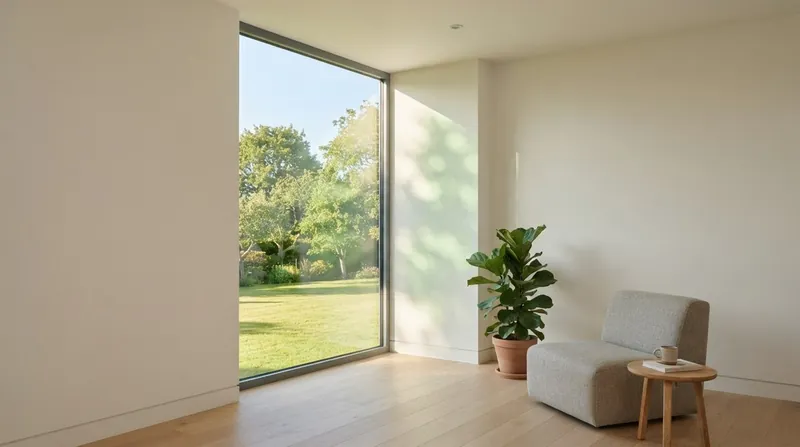 Illustration: Exterior environments, such as large green lawns, can drive interior color bleeding during peak daylight hours.