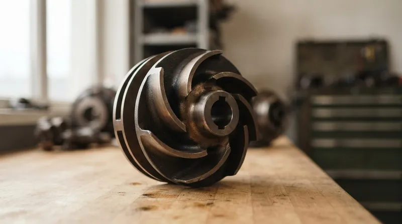 Illustration: Throttling the suction valve instead of the discharge valve causes cavitation, which rapidly destroys the metal impeller.
