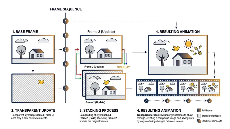 The GIF89a specification allows subsequent frames to update only the pixels that have changed.