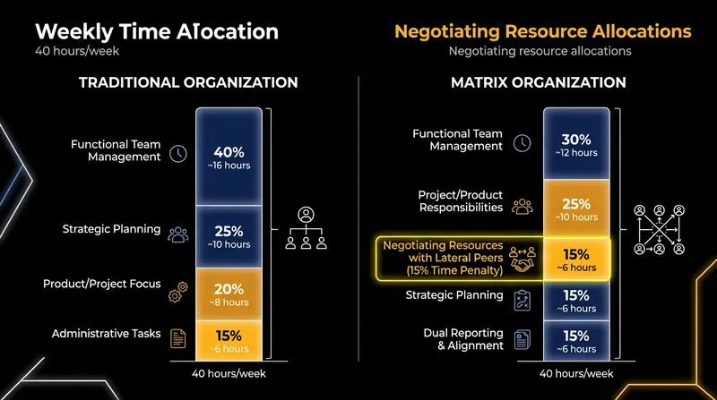 Matrix organizations impose a hidden time tax on managers, further reducing their effective span of control.