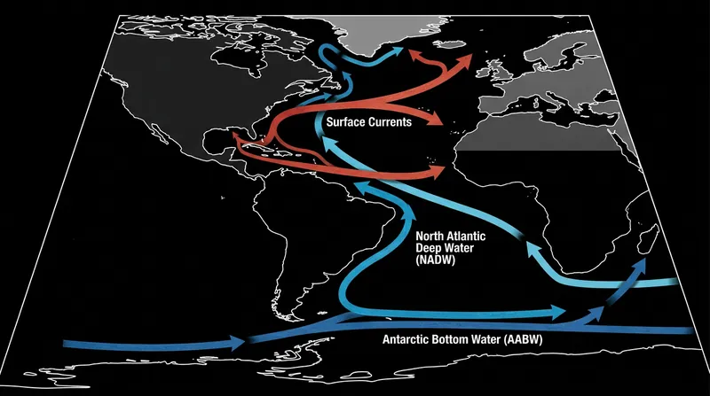 Antarctic Bottom Water is the densest water mass on Earth, flowing northward along the seafloor beneath all other ocean currents.