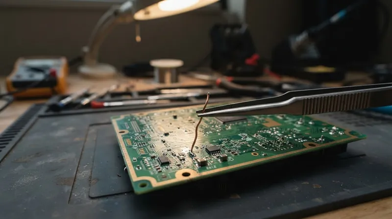 Illustration: In electronics repair, the tweezers act as a thermal roadblock to protect plastic wire insulation.