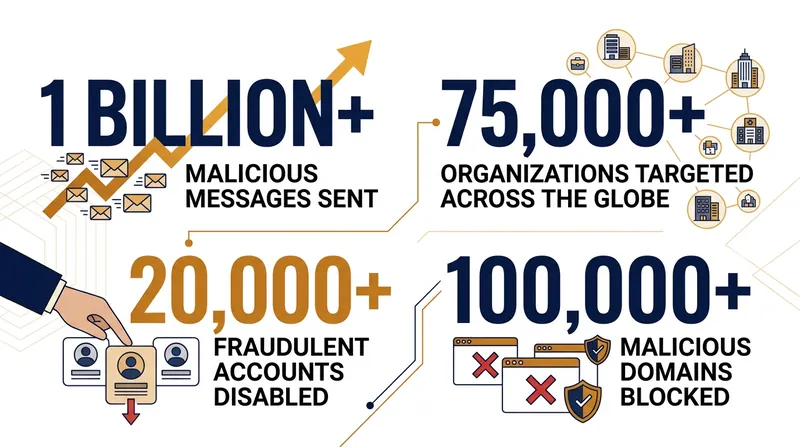 The disrupted infrastructure enabled over one billion fraudulent messages globally since January 2026.