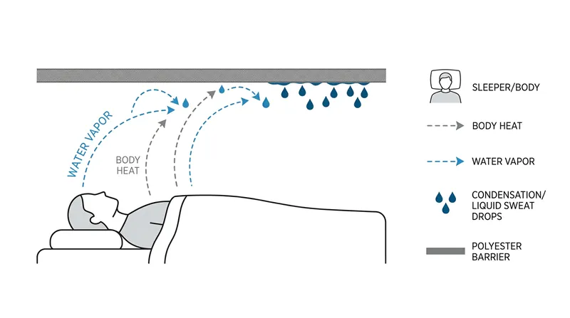When vapor cannot be absorbed by the bedding fill, it condenses into liquid sweat, disrupting sleep architecture.
