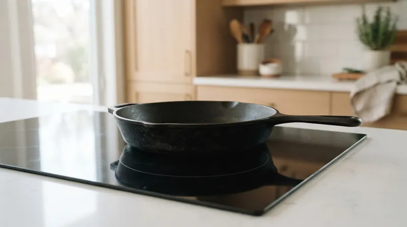 Illustration: Heavy cast-iron cookware acts as a thermal battery, smoothing out the violent pulses of lower-end induction units.