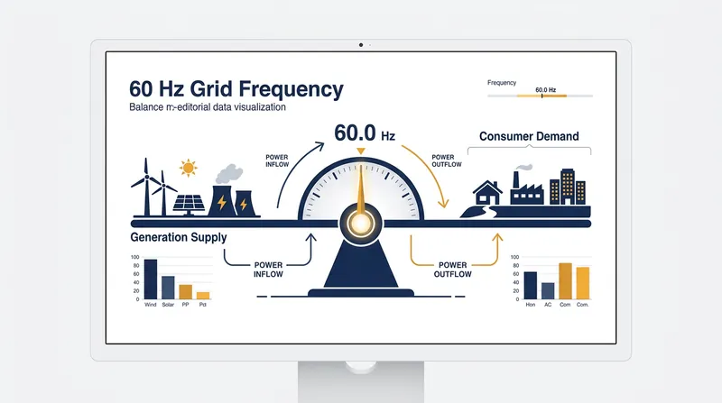 Grid frequency represents the real-time physical balance between electrical supply and consumer demand.