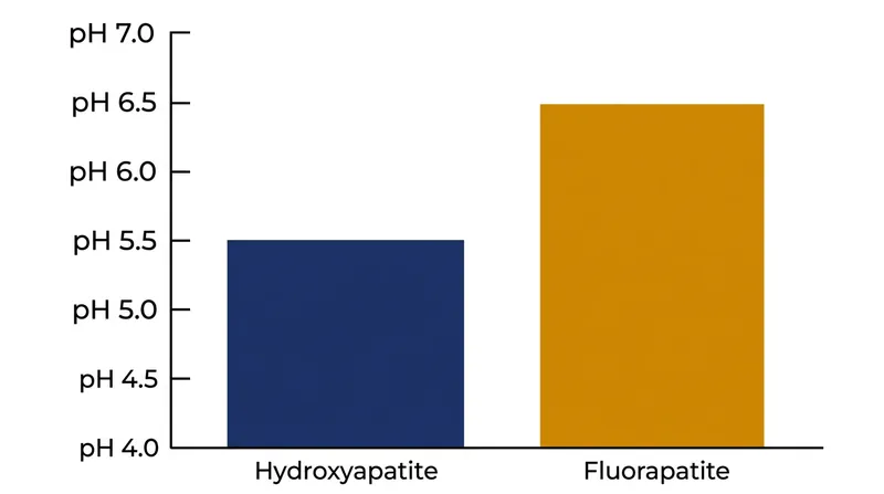 Fluorapatite provides a significantly stronger defense against acidic environments than natural hydroxyapatite.